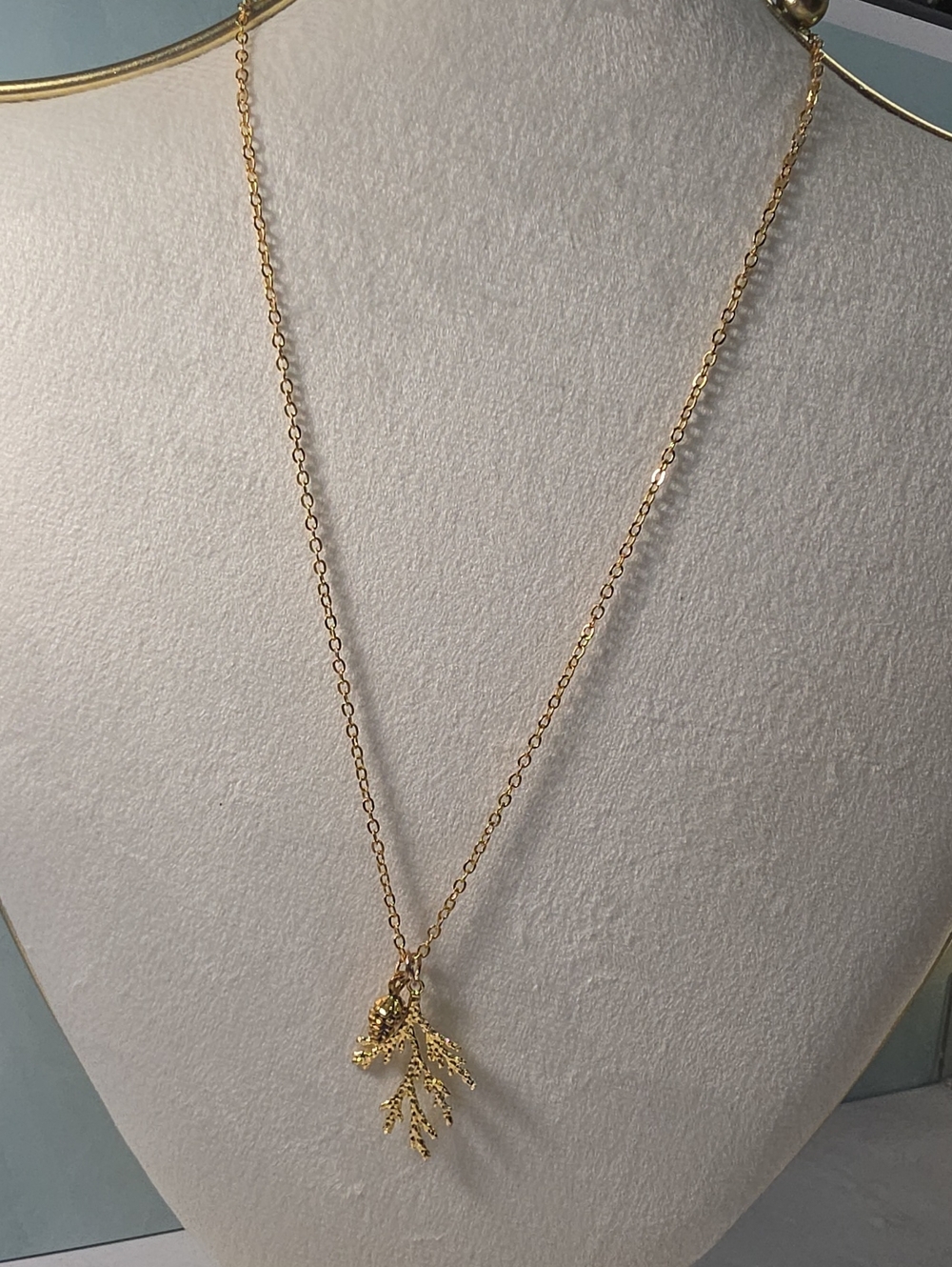 Gold Leaf Branch Pendant Necklace - Women Jewelry
